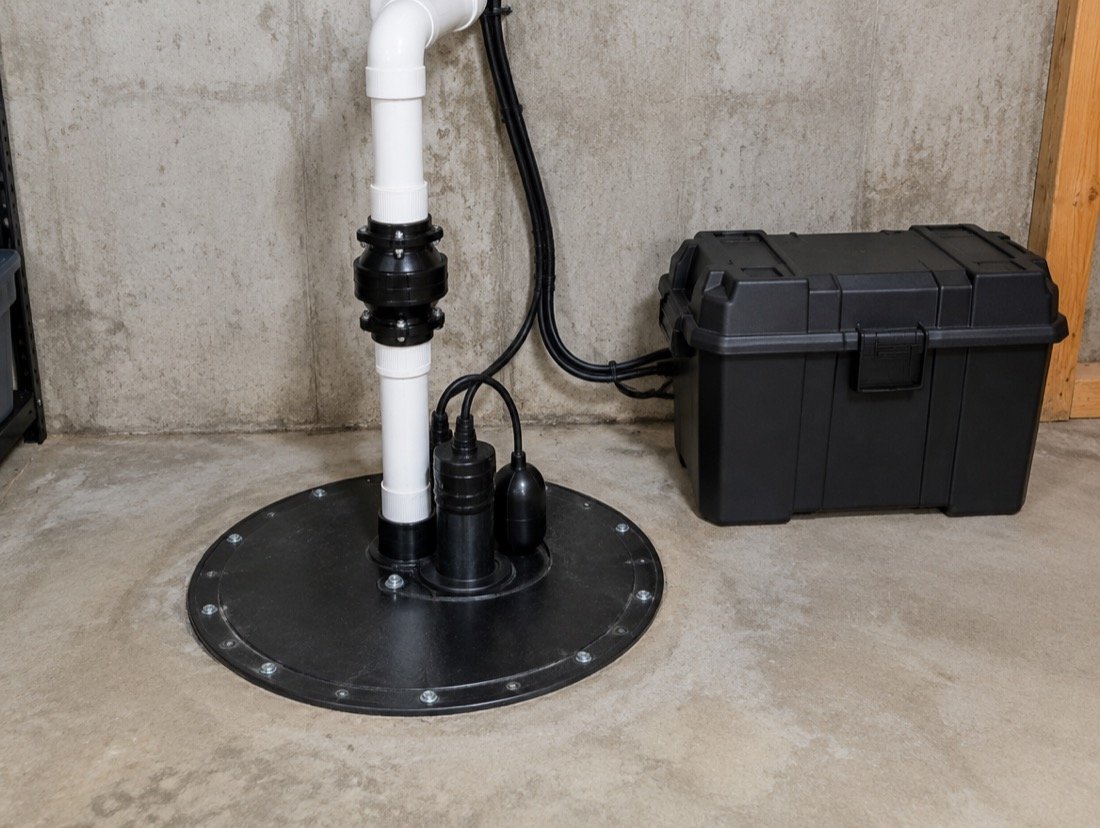 Sump pump and battery backup installed in a Cleveland basement